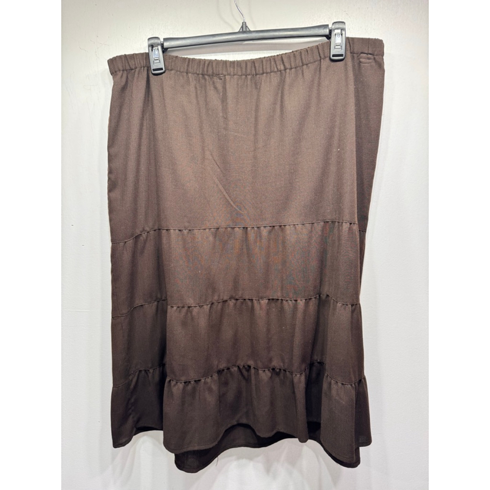 Vintage Brown Tiered Prairie Skirt Gauzy Lightweight Boho Peasant Maggie Barnes